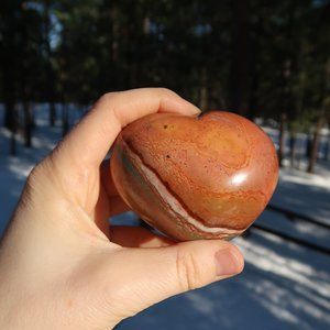 Polychrome Jasper Hearts, Palm Stone, Healing Crystals, Gemstones, Reiki